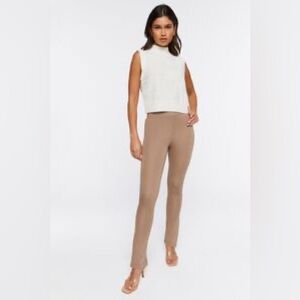 Forever 21 Split Slim-fit pants light brown/tan size XS